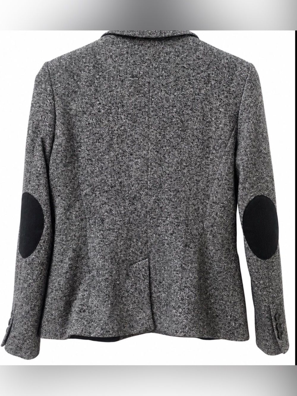 Tommy Hilfiger Women’s Blazer Sz 12 Gray Tweed Elbow Patch Jacket Preppy - Picture 3 of 11
